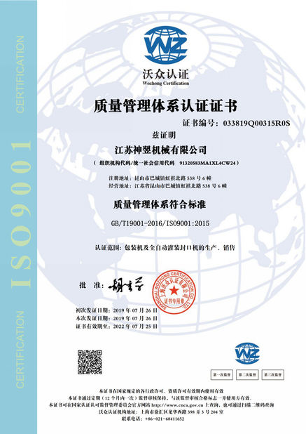 China Jiangsu Sunyi Machinery Co., Ltd. Certificações